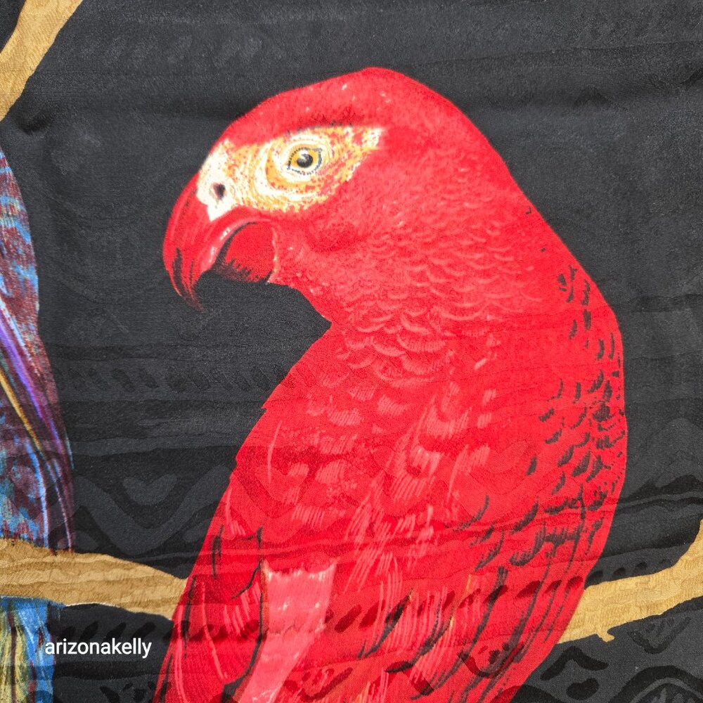 Vismara Silk Scarf with Parrots in Tree and Neat Hidden Detail Birds Chicks - Picture 7 of 13